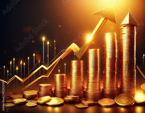 gold coins and financial growth arrows