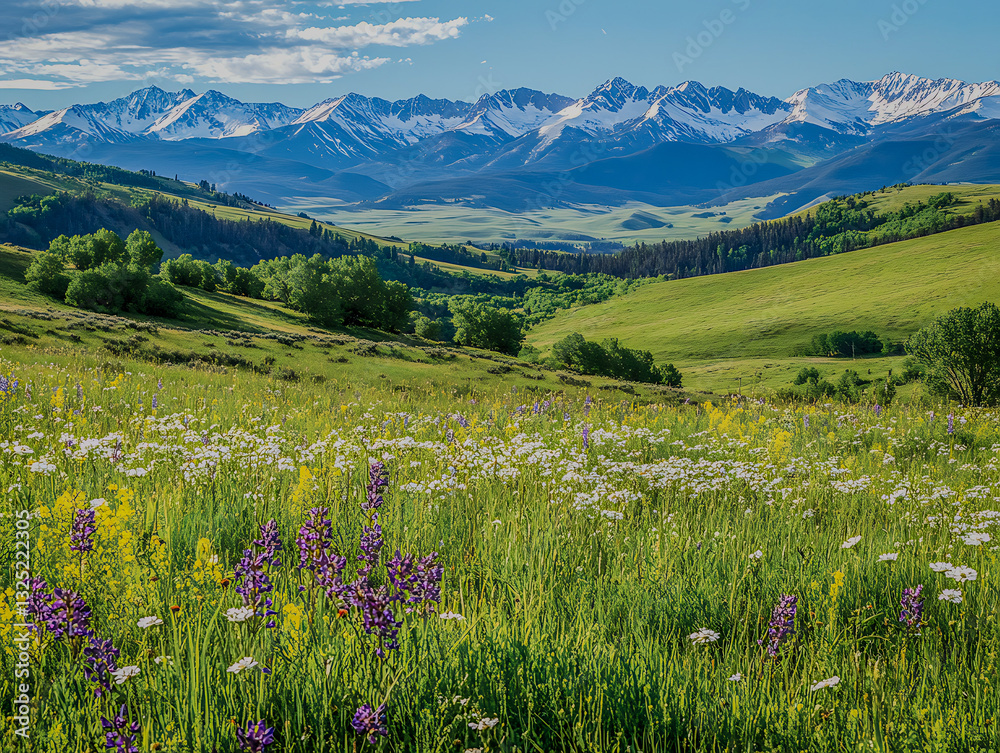 Fototapeta premium Serene Mountain Meadow