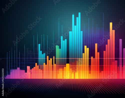 digital business bar chart with bold colors
