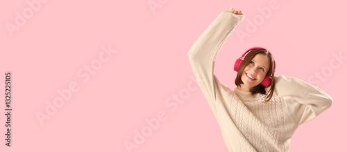 Happy young woman listening...