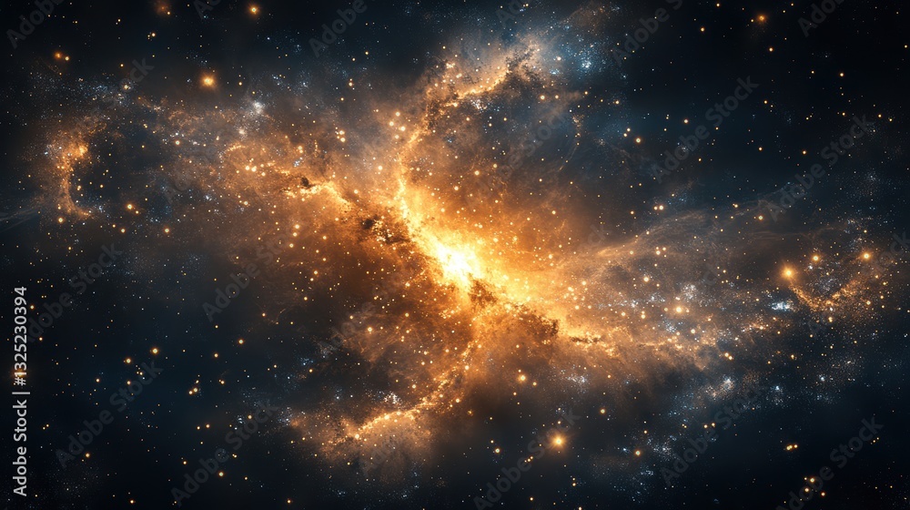 Naklejka premium A breathtaking starry night sky, adorned with a falling star overlay, revealing the milky way, galaxy, and space elements, offering a mesmerizing glimpse into the vastness of the universe in a