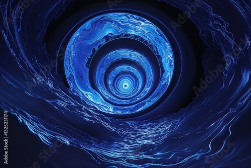 Surreal Indigo Illumination Swirling in a Deep Void