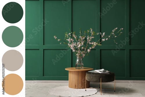 Pouf and vase with blooming...