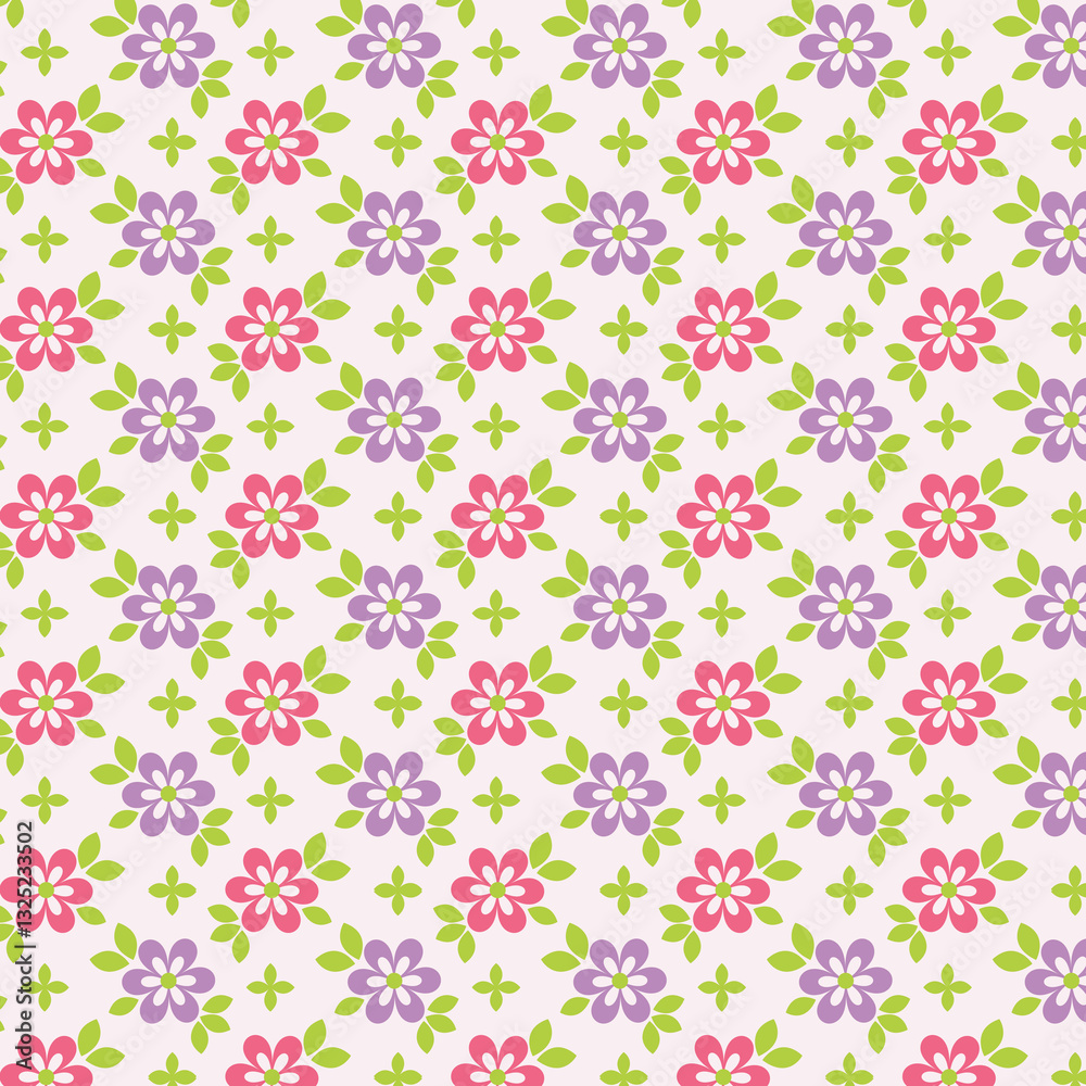 Floral geometric paper with daisy and ditsy seamless ornamental pattern fabric Floral geometric paper with daisy and ditsy seamless ornamental pattern fabric