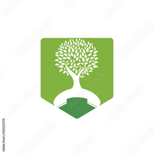 Nature call vector logo design. Handset tree icon design template.