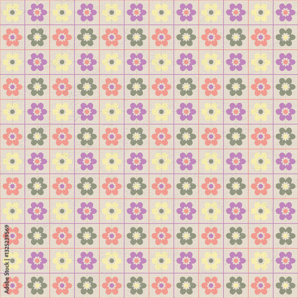 Floral geometric paper with daisy and ditsy seamless ornamental pattern fabric Floral geometric paper with daisy and ditsy seamless ornamental pattern fabric