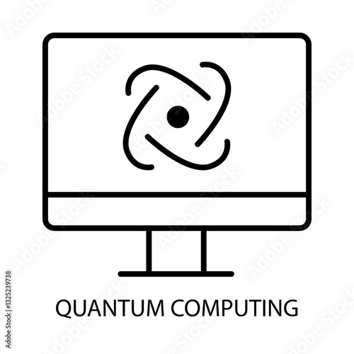 Quantum Computing – Computer with Interlinked Nodes Representing Advanced Computation with Editable Stroke