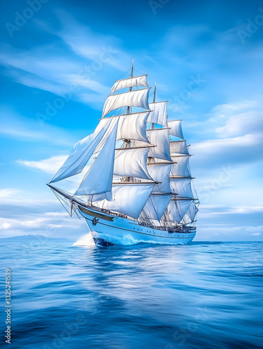 Majestic sailing ship on a tranquil ocean