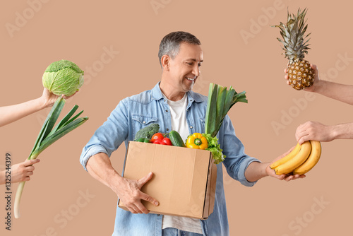 Mature man and hands with h...