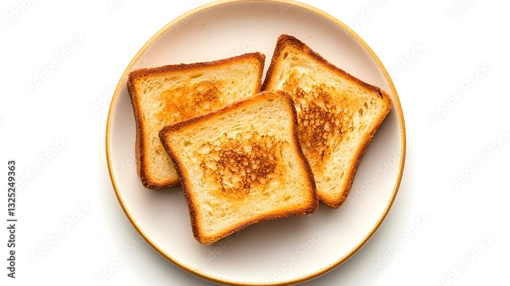 Plate with toasted bread on white background Plate with toasted bread on white background