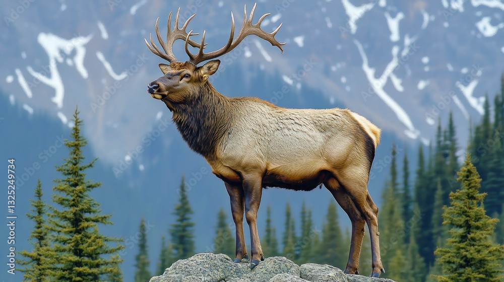 Fototapeta premium Majestic Elk on Rocky Mountain Top