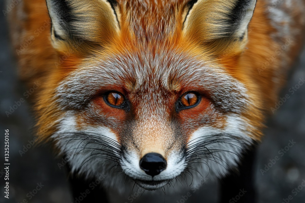 Fototapeta premium Close-Up of a Red Fox with Intense Orange Eyes and Expressive Features