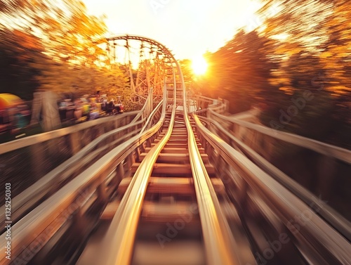 Wallpaper Mural Wooden roller coaster against a vibrant sunset sky Torontodigital.ca