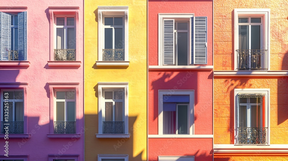 Fototapeta premium Vibrant and Colorful Facades of Rue Cremieux in Paris - Architectural Photography