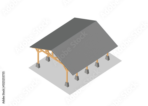 Canopy building. Simple flat illustration in isometric view.