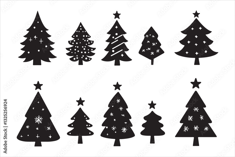 Obraz premium Festive Christmas Tree Vector Collection 