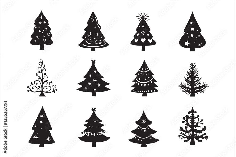 Obraz premium Festive Christmas Tree Vector Collection