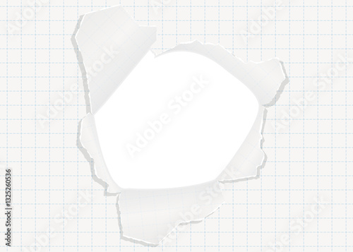 穴の空いた方眼用紙の背景フレーム、グリッド、ノート