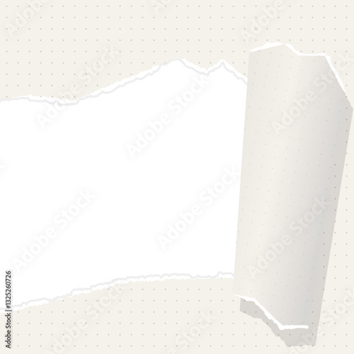 破れた方眼用紙の背景フレーム、ドットのグリッド、ノート、正方形サイズ