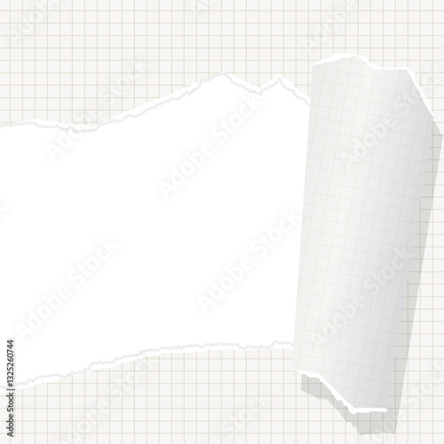 破れた方眼用紙の背景フレーム、グリッド、ノート