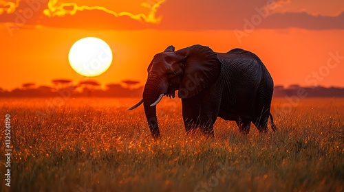 African Elephant Sunset Silhouette