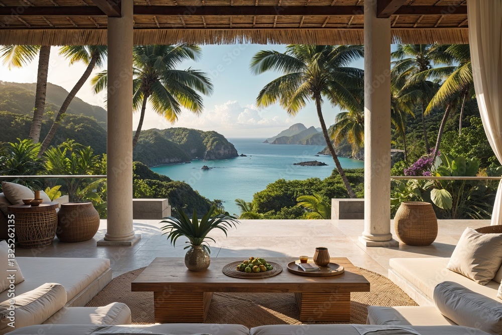 Fototapeta premium Tropical Oasis with Palm-Fringed Views and Stunning Escapes