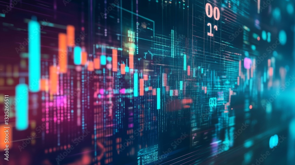 Abstract Digital Data Network Background with Glowing Neon Lines and Charts Abstract Digital Data Network Background with Glowing Neon Lines and Charts
