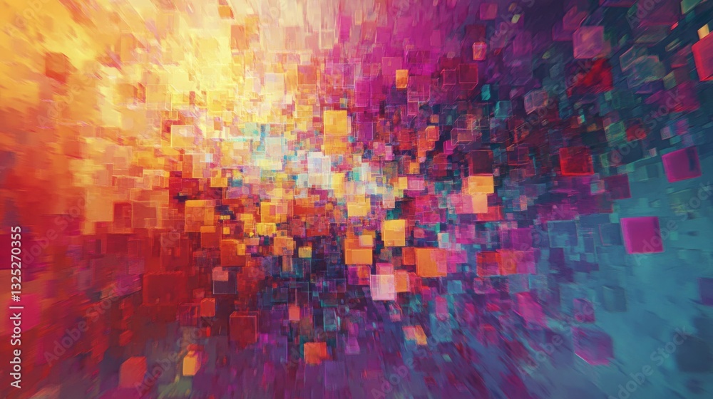 Obraz premium Abstract Colorful Squares Background with Dynamic Motion and Vibrant Energy