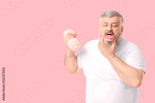 Overweight mature man with ...