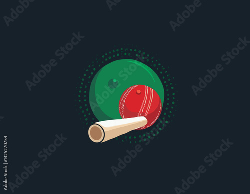 Batte de cricket avec illustration vectorielle de balle et de guichet. Concept d’icône d’objets sportifs. Batte et balle de cricket pour un design vectoriel de jeu de sport sur fond blanc