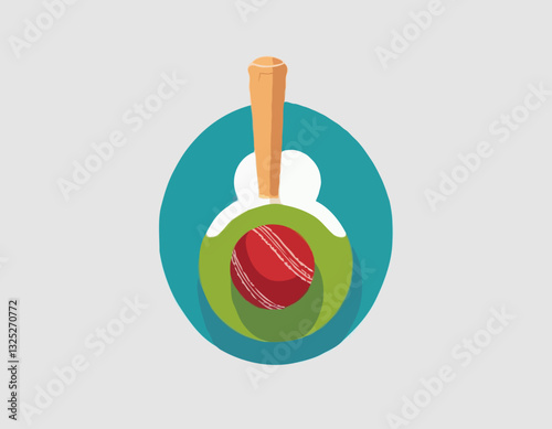 Batte de cricket avec illustration vectorielle de balle et de guichet. Concept d’icône d’objets sportifs. Batte et balle de cricket pour un design vectoriel de jeu de sport sur fond blanc