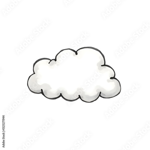 Iconic Black-and-White Cloud Line Art for Weather Symbols

