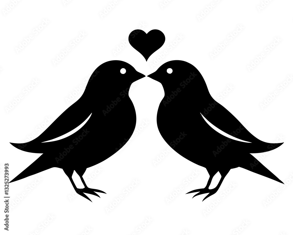 silhouette of bird in heart shape on pastel background silhouette of bird in heart shape on pastel background