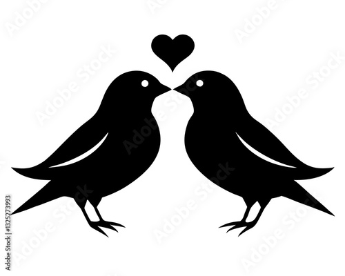 silhouette of bird in heart shape on pastel background 