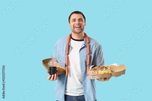 Young man with unhealthy fo...