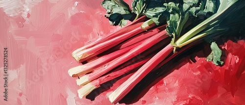 Vibrant Fresh Rhubarb Stalks for Culinary Use and Cooking Recipes