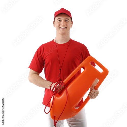 Male lifeguard with rescue ...