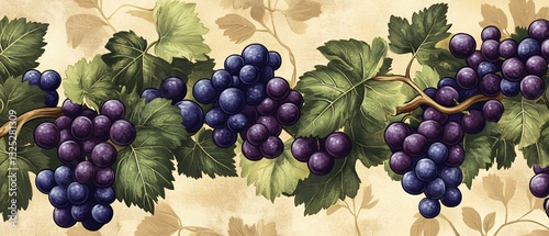Freshly Harvested Isabella Common Grape Vine on Wooden Table for Grape Juice Concept