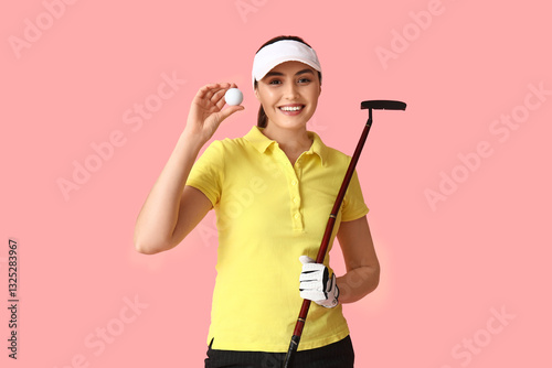 Beautiful female golfer on ...