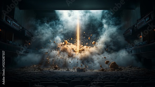 Dramatic Light Beam Explosion in Theater