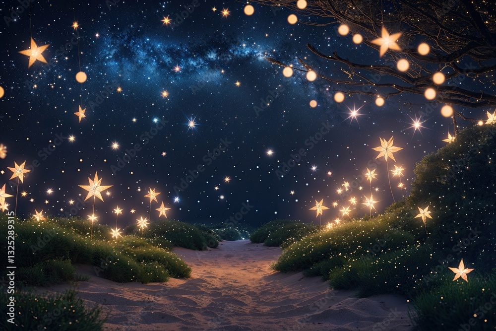 Naklejka premium Magical Night Sky with Sparkling Stars and Heavenly Beauty