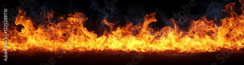 Vibrant Flames Dancing in the Darkness, Captivating Fire Pattern Creating a Stunning Contrast Against a Black Background