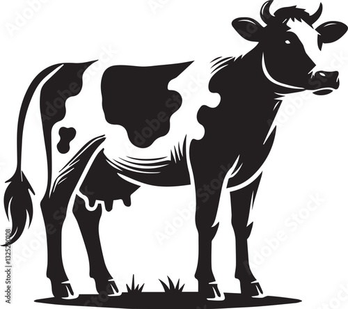 cow logo design, cow vector icon, cow silhouette vector, cow vector illustration, cow silhouette vector black and white full body