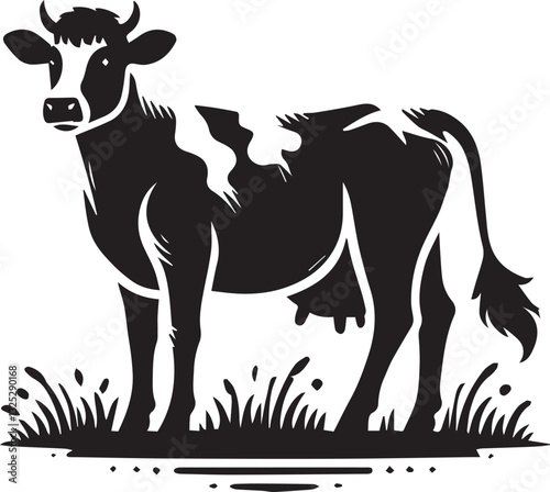 cow logo design, cow vector icon, cow silhouette vector, cow vector illustration, cow silhouette vector black and white full body