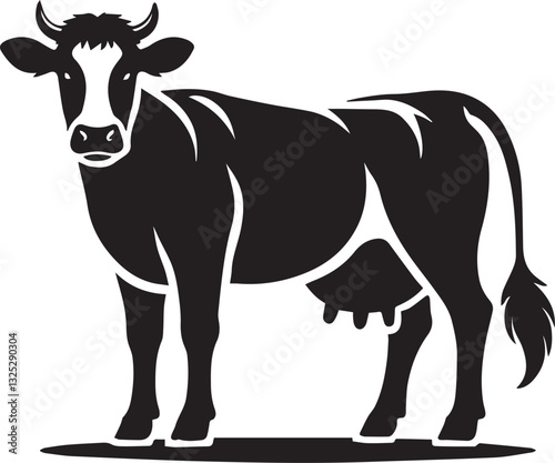 cow logo design, cow vector icon, cow silhouette vector, cow vector illustration, cow silhouette vector black and white full body