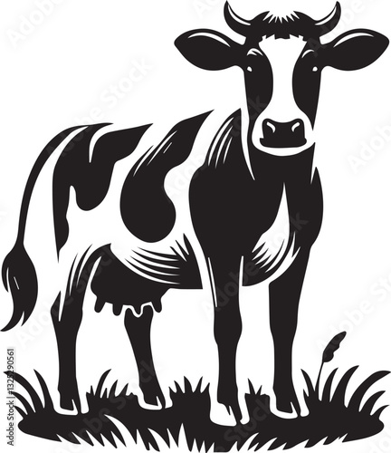 cow logo design, cow vector icon, cow silhouette vector, cow vector illustration, cow silhouette vector black and white full body
