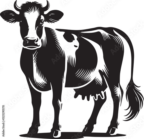 cow logo design, cow vector icon, cow silhouette vector, cow vector illustration, cow silhouette vector black and white full body