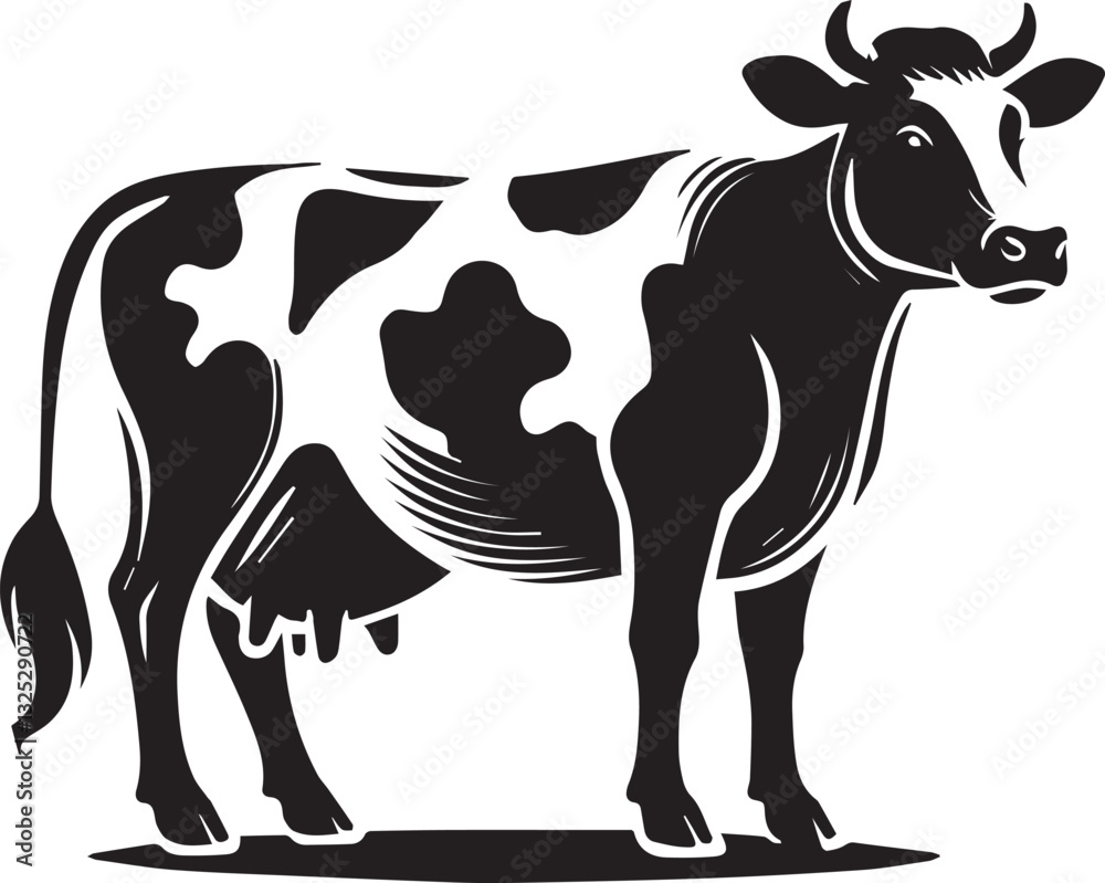 Fototapeta premium cow logo design, cow vector icon, cow silhouette vector, cow vector illustration, cow silhouette vector black and white full body