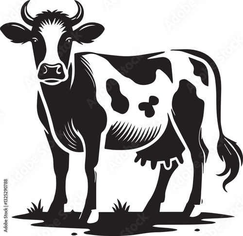 cow logo design, cow vector icon, cow silhouette vector, cow vector illustration, cow silhouette vector black and white full body