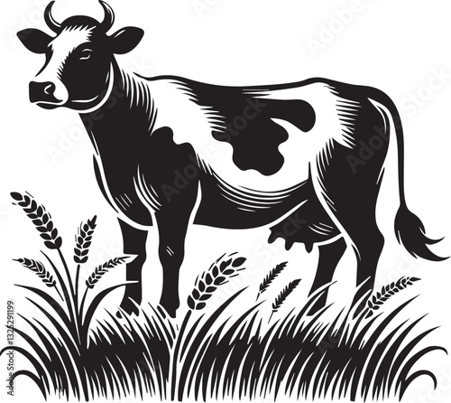cow logo design, cow vector icon, cow silhouette vector, cow vector illustration, cow silhouette vector black and white full body